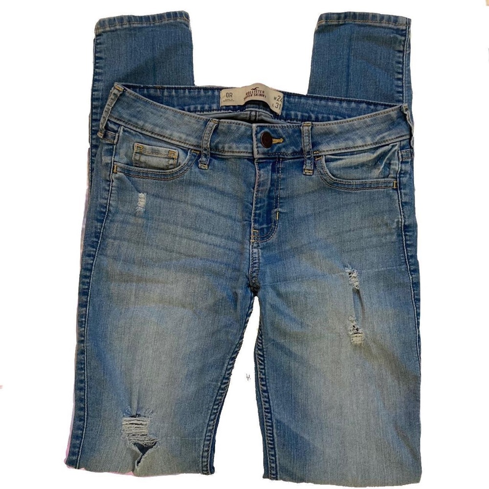 Hollister Low Rise Super Skinny Light Wash Jeans W24L31 0R